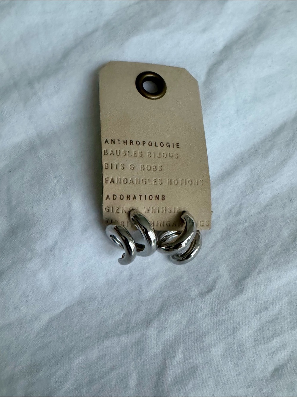 Anthropologie Silver Twisted Hoop Stud Set